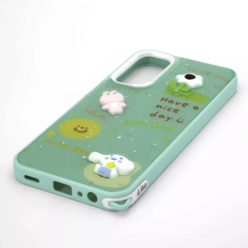 iLike Funda Epoxy Cartoon para Samsung Galaxy A15 Verde claro