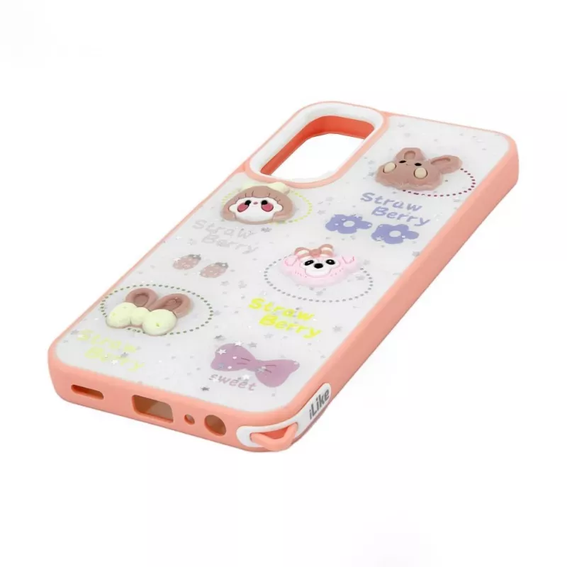 iLike Samsung Galaxy A15 Funda Epoxy Cartoon blanca rosa