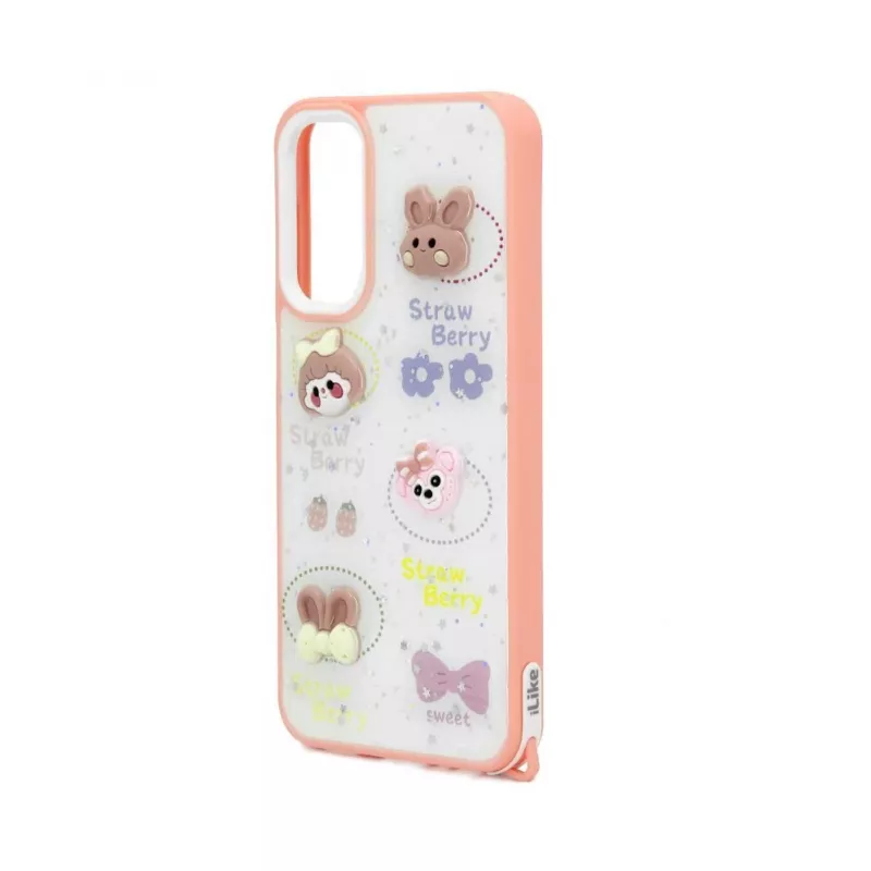 iLike Samsung Galaxy A15 Funda Epoxy Cartoon blanca rosa