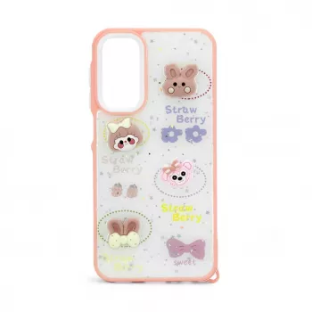 iLike Samsung Galaxy A15 Funda Epoxy Cartoon blanca rosa