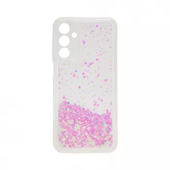 iLike Funda de silicona para Samsung Galaxy A15 efecto agua con purpurina rosa claro