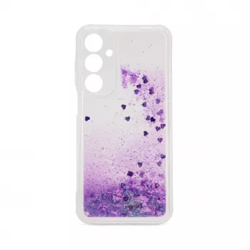 iLike Funda de silicona para Samsung Galaxy A15 Water Glitter morada