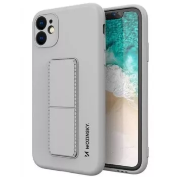 iLike Samsung Galaxy A22 5G Funda con soporte Kickstand de silicona gris