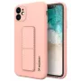 iLike Samsung Galaxy A22 5G Funda con soporte de silicona Rosa