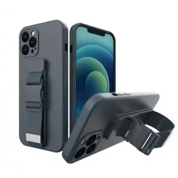 iLike Samsung Galaxy A22 5G Funda Rope de gel TPU Airbag con correa para colgar Azul marino