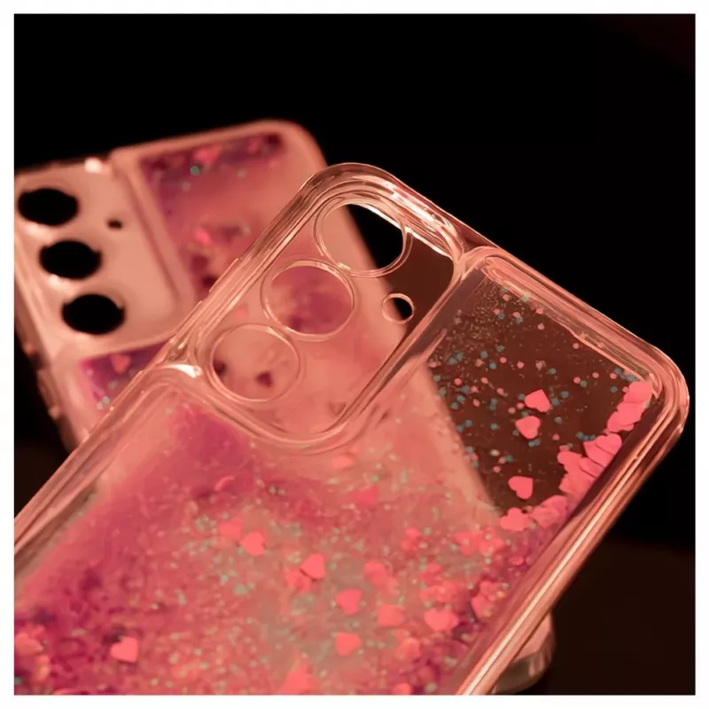 iLike Samsung Galaxy A35 Funda de silicona Water Glitter rosa