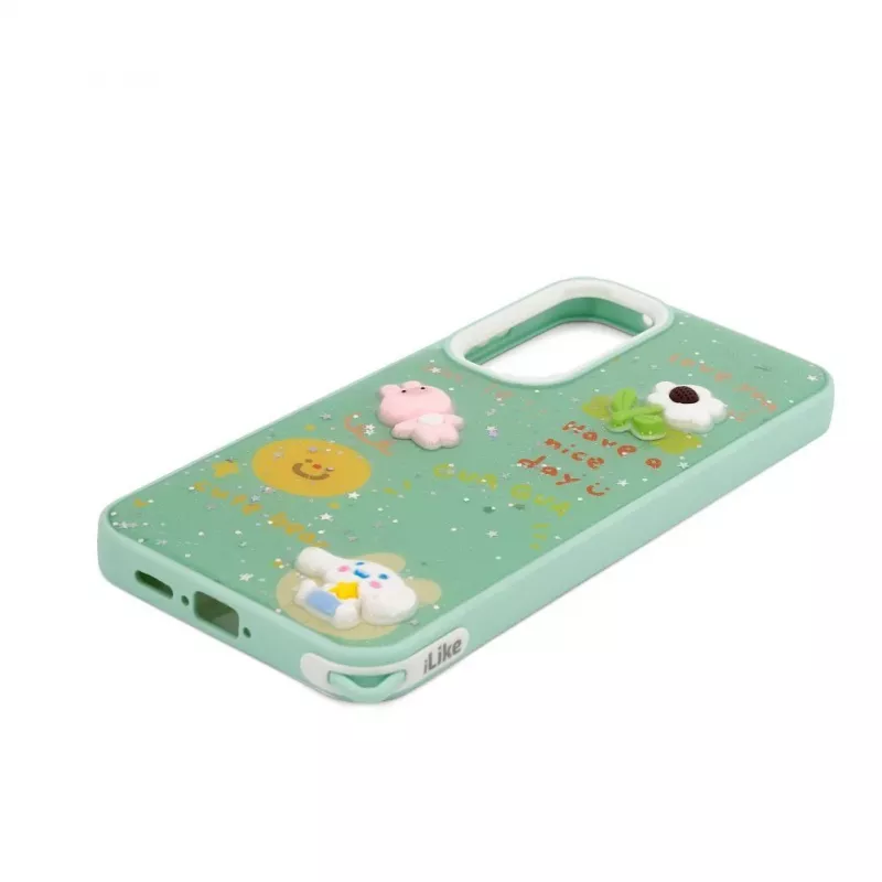 iLike Samsung Galaxy A55 Funda Epoxy Cartoon verde claro