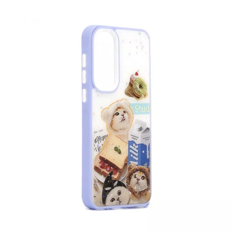 Funda Epoxy Cartoon iLike blanca azul para Samsung Galaxy A55