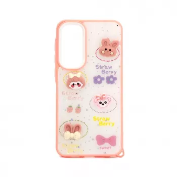 Funda Epoxy Cartoon iLike blanca rosa para Samsung Galaxy A55