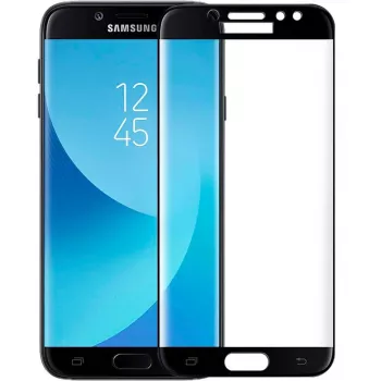 iLike protector de pantalla de cristal templado 5D para Samsung Galaxy J7 (2017) J730, negro, dureza 9H, cobertura total