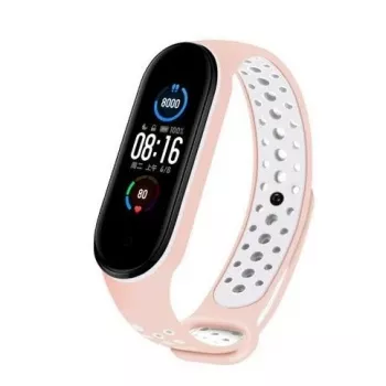 iLike Correa de silicona para Xiaomi Mi Band 5 Dots Rosa Blanco
