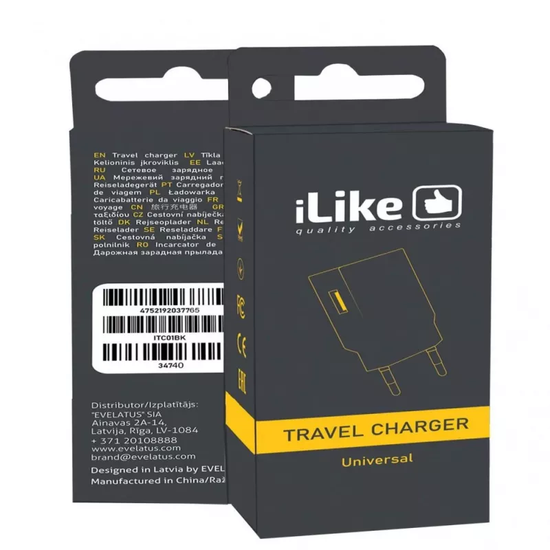 iLike Cargador de viaje ITC01 Blanco - Cargador de pared USB-A 5W con enchufe EU