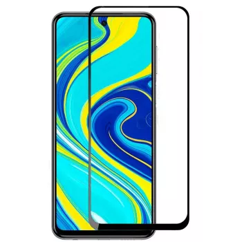 iLike Protector de pantalla de cristal templado Full Glue con marco negro para Xiaomi Redmi Note 9 / Redmi 9T / Poco M3