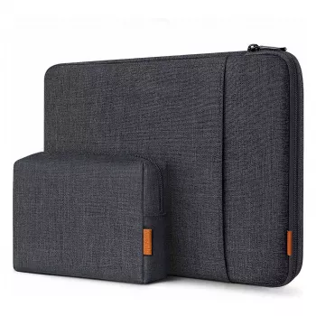 Inateck 16 Bolsa para portátil con bolsillo para accesorios LB01006/S1, negro-gris