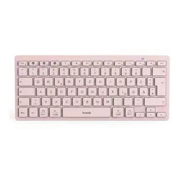 Inateck Teclado Bluetooth QWERTZ Rosa - Teclado delgado y portátil para Windows, macOS, iOS, Android