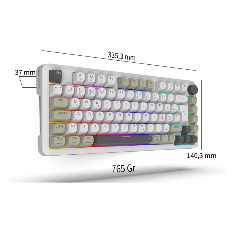INCA teclado gaming RGB GraySwitch USB-C/BT 2,00 m blanco (IKG-455)