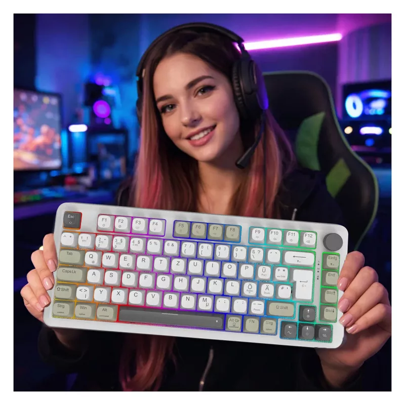 INCA teclado gaming RGB GraySwitch USB-C/BT 2,00 m blanco (IKG-455)