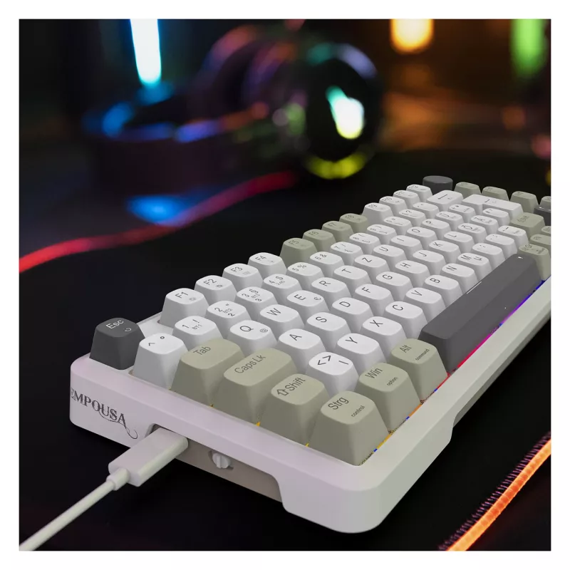 INCA teclado gaming RGB GraySwitch USB-C/BT 2,00 m blanco (IKG-455)
