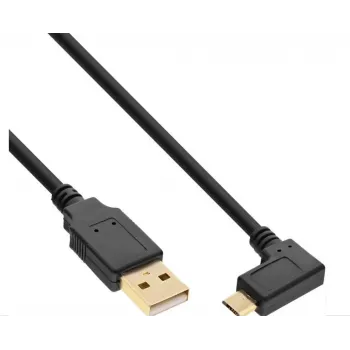 InLine Cable Micro-USB 2.0, conector USB-A a conector Micro-B en ángulo, contactos dorados, 0,5 m