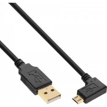 InLine Cable Micro-USB 2.0, conector USB-A a conector Micro-B en ángulo, contactos dorados, 0,5 m