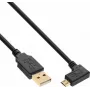 InLine Cable Micro-USB 2.0, conector USB-A a conector Micro-B en ángulo, contactos dorados, 0,5 m