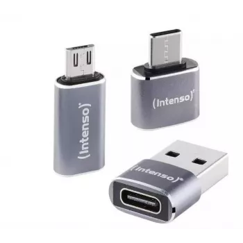 Intenso Adaptador multipuerto USB-C 3 en 1, USB-C a USB-A, USB-C, Micro USB, 480 Mbit/s, 60W PD, negro