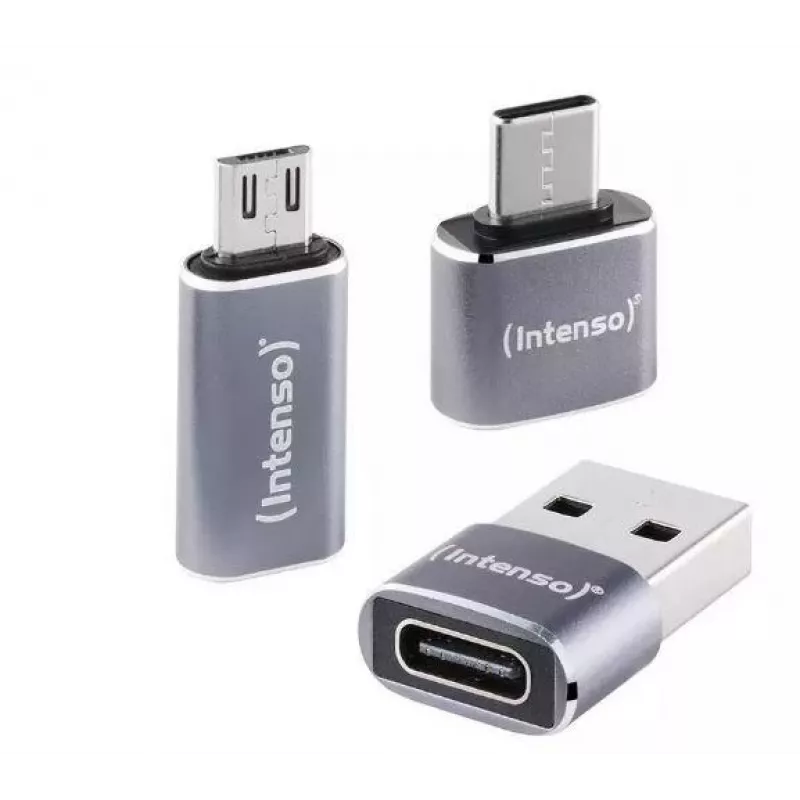 Intenso Adaptador multipuerto USB-C 3 en 1, USB-C a USB-A, USB-C, Micro USB, 480 Mbit/s, 60W PD, negro