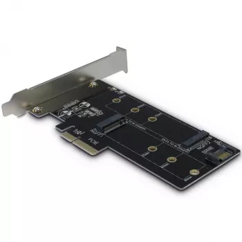 Inter-Tech Tarjeta adaptadora PCIe KT015 PCIe x4 a M.2 NVMe + SATA a M.2