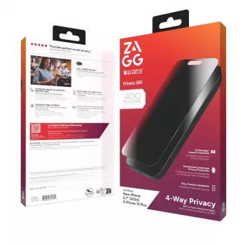 InvisibleShield Glass Elite Privacy 360 Protección de pantalla para Apple iPhone 16 Plus / 15 Plus