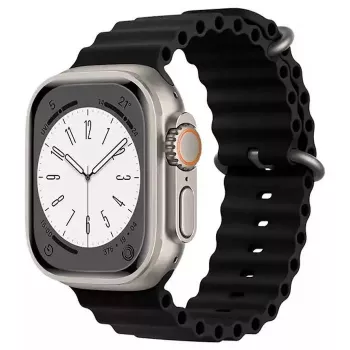 iWear Correa S1 Grooved de Silicona Suave 20mm para Apple Watch 49mm / 45mm / 44mm / 42mm Negra