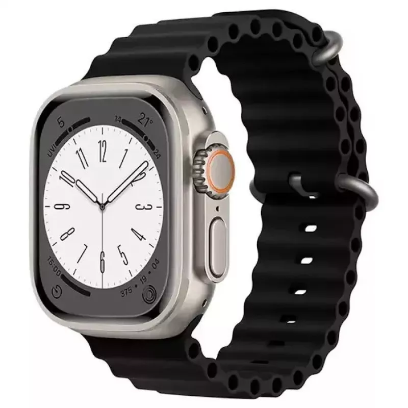 iWear Correa S1 Grooved de Silicona Suave 20mm para Apple Watch 49mm / 45mm / 44mm / 42mm Negra