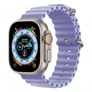 iWear Correa de silicona suave acanalada S1 de 20 mm para Apple Watch 49 mm / 45 mm / 44 mm / 42 mm lila