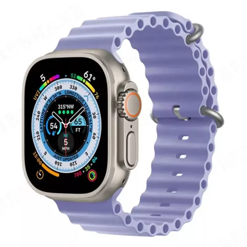 iWear Correa de silicona suave acanalada S1 de 20 mm para Apple Watch 49 mm / 45 mm / 44 mm / 42 mm lila