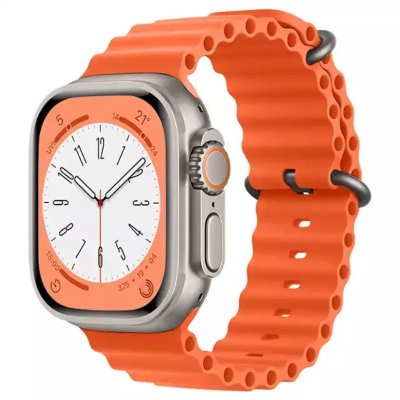 iWear S1 correa de silicona suave ranurada 20mm para Apple Watch 49mm / 45mm / 44mm / 42mm naranja