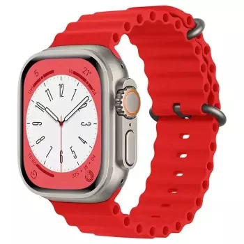 iWear S1 Grooved Correa de silicona suave 20mm para Apple Watch 49mm / 45mm / 44mm / 42mm Rojo