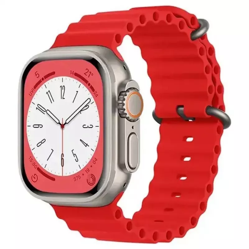 iWear S1 Grooved Correa de silicona suave 20mm para Apple Watch 49mm / 45mm / 44mm / 42mm Rojo