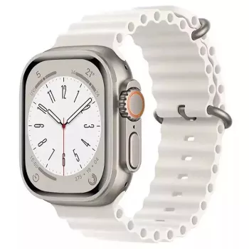 iWear S1 Correa de silicona suave ranurada 20mm para Apple Watch 49mm / 45mm / 44mm / 42mm blanca