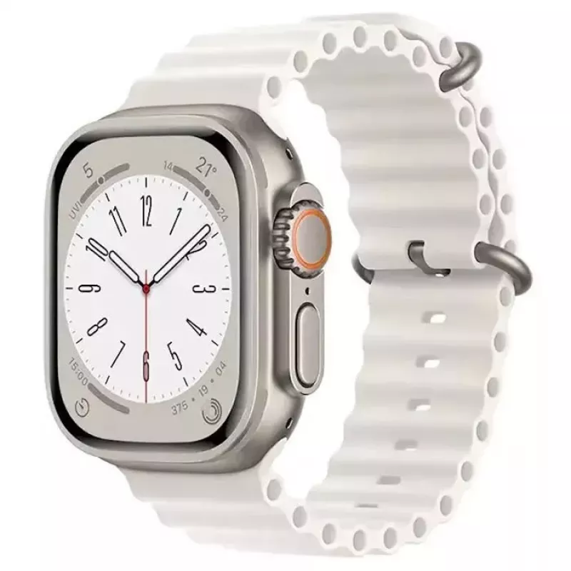 iWear S1 Correa de silicona suave ranurada 20mm para Apple Watch 49mm / 45mm / 44mm / 42mm blanca