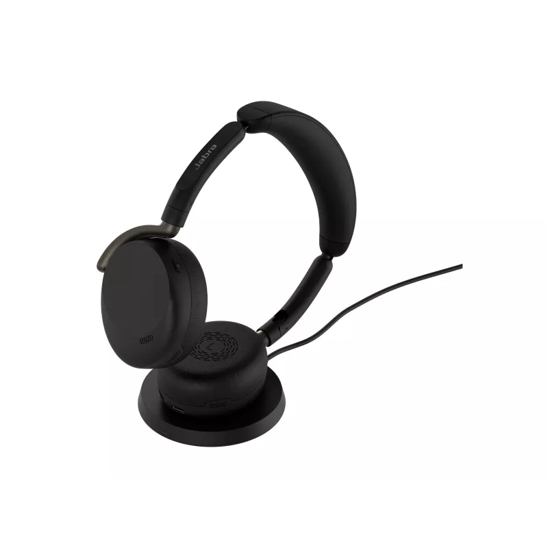 Jabra Evolve3 65 Flex UC auriculares con micrófono, Link 390c, base de carga inalámbrica, negro