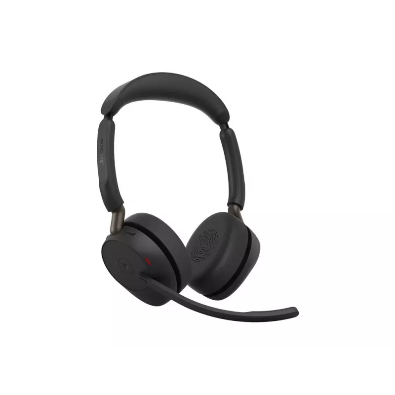 Jabra Evolve3 65 Stereo Link 390a MS auricular on-ear inalámbrico con Bluetooth y adaptador USB-A, optimizado para Microsoft Teams, negro