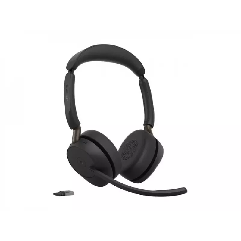 Jabra Evolve3 65 auricular Bluetooth inalámbrico estéreo con adaptador USB-A Link 390a y base de carga – certificado para Microsoft Teams, on-ear, micrófono con cancelación de ruido, batería de 37h