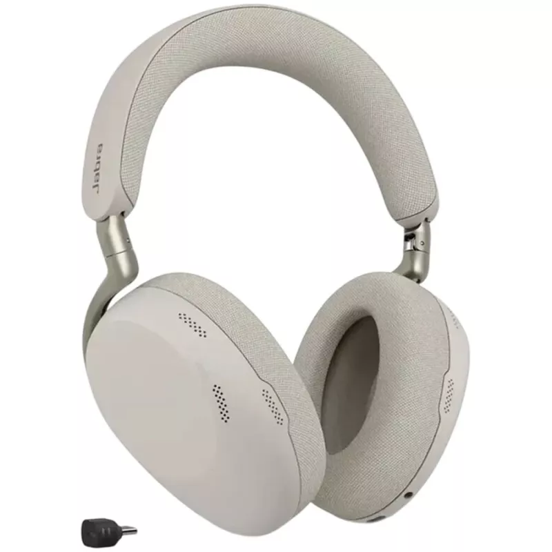 Jabra Evolve3 85 UC auricular inalámbrico over-ear con cancelación activa de ruido y adaptador Link 390C, Warm Grey