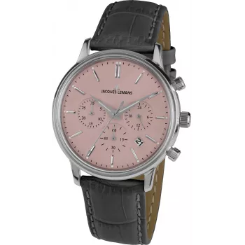Reloj cronógrafo de hombre JACQUES LEMANS Liverpool 1-209F 39mm acero inoxidable esfera negra