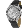 JACQUES LEMANS LP-111B reloj unisex analógico de cuarzo caja de acero inoxidable esfera plateada correa de piel negra