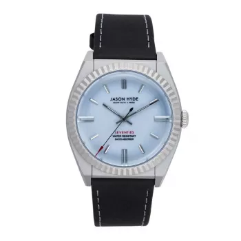 JASON HYDE JH10016 Reloj analógico unisex 40mm caja de acero inoxidable oro rosa correa de piel reciclada negra