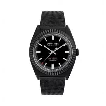 JASON HYDE MAN JH10009 40mm Acero inoxidable Reloj de cuarzo Esfera negra Correa de piel