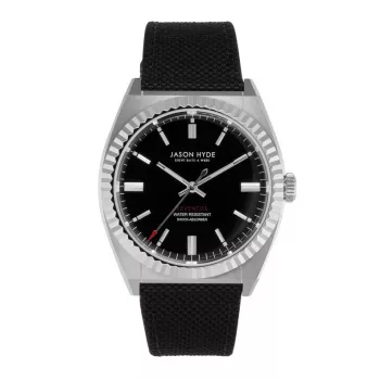 JASON HYDE MAN JH10025 Reloj de 40mm de cuarzo analógico esfera negra pulsera de malla milanesa de acero inoxidable