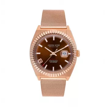 JASON HYDE MAN JH30005 Reloj de cuarzo 40mm esfera azul correa de malla de acero inoxidable plateada