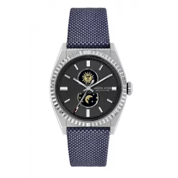 Reloj analógico de cuarzo de hombre JASON HYDE JH41001 40 mm caja de acero inoxidable esfera azul correa de piel marrón