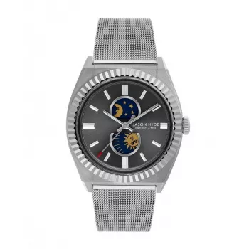 JASON HYDE MAN JH41005 40mm cuarzo acero inoxidable piel reloj de hombre negro